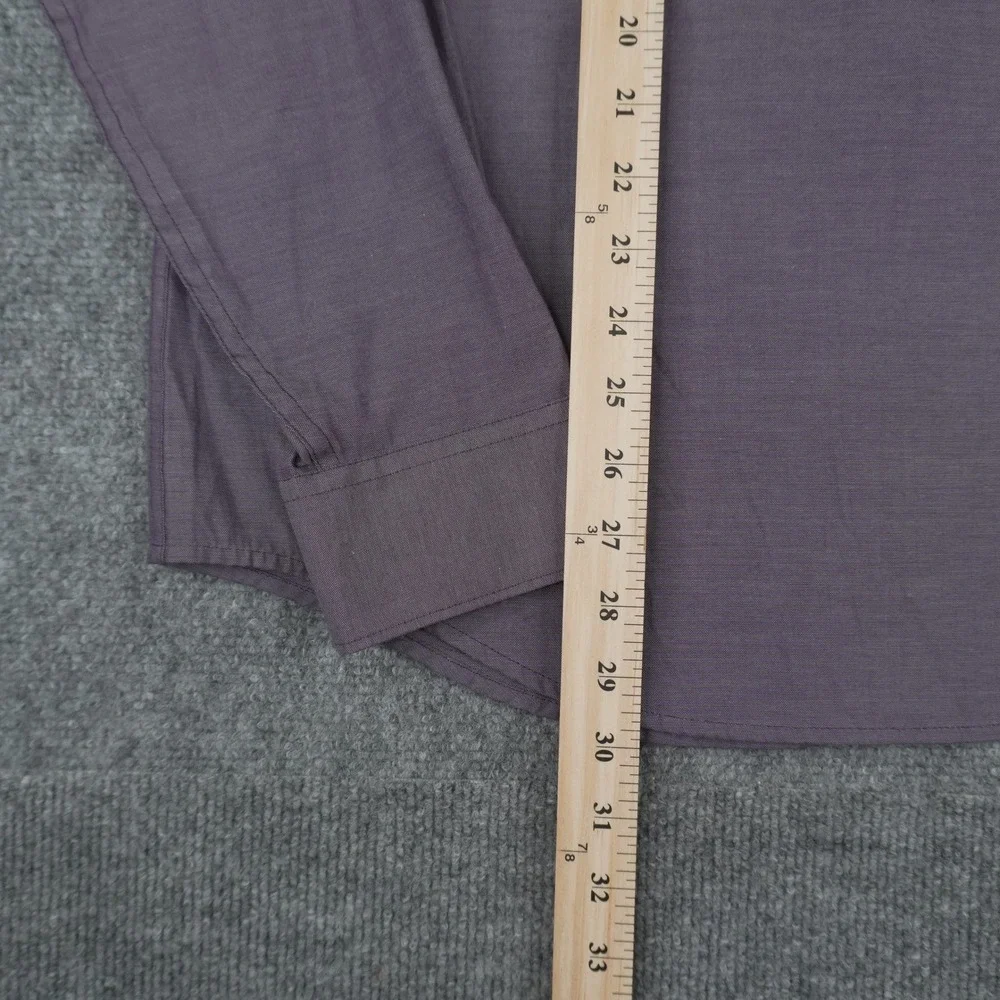 Original Penguin Button Up Shirt Mens Large Purple Heritage Slim Fit Long Sleeve